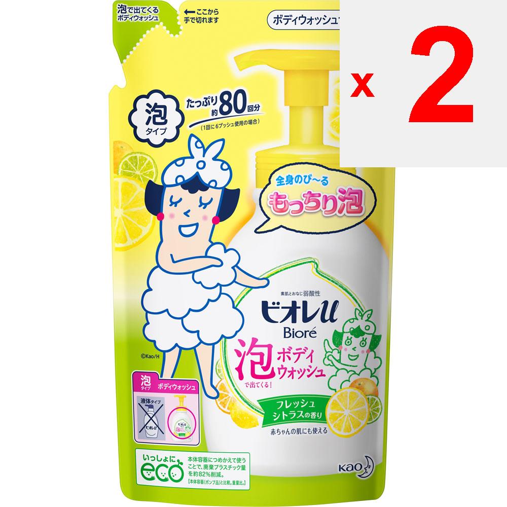 KAO Biore u Biore-u Płyn do mycia ciała z pianką - Cytrusowy - Wkład 480ml Do ogólnego zastosowania (Biore II) Mydło do ciała Zwilż skórę, nabierz 1-2 pompki piany