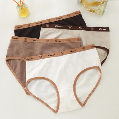 Women's Cotton Mid Waist Alphabet Mirade Color Panties Soft Breathable Triangle Pants