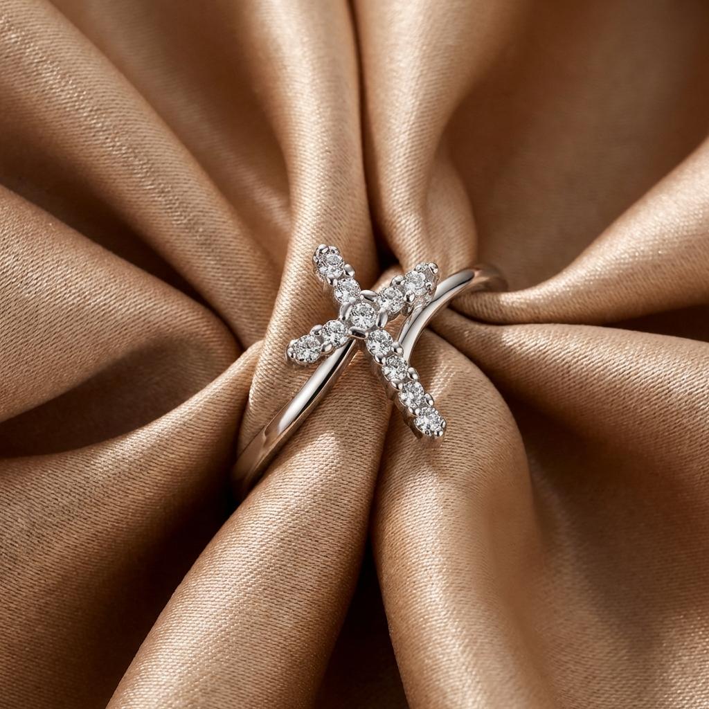 Dainty Sparkling Zircon Cross Ring for Women Silver Color Adjustable Open Finger Ring 2026 Trend Party Jewelry Best Friend Gift