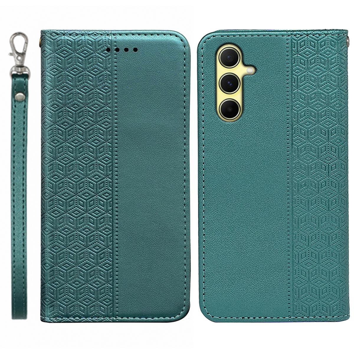 

Для Samsung Galaxy S24 Чехол-кошелек с клетчатым узором, кожаная книжка с ремешком на запястье C