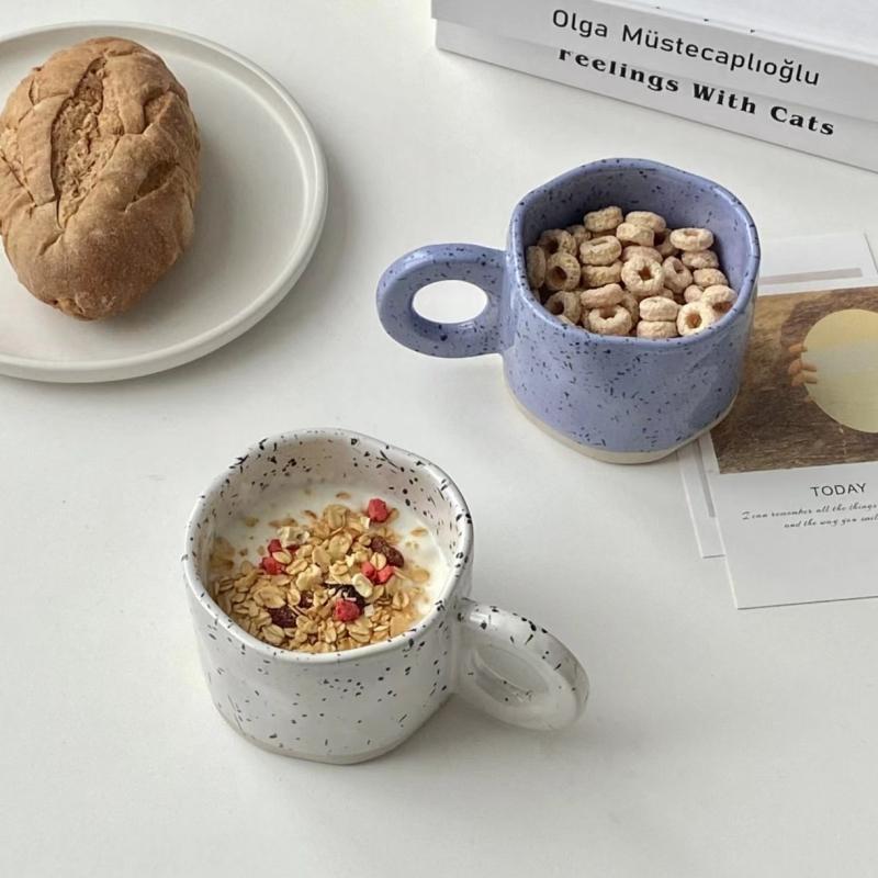 250ml Ceramic Mug Hand Pinched Irregular Flower Mug Handmade Coffee Cup Breakfast Milk Afternoon Tea Cups Korean Style Mugs