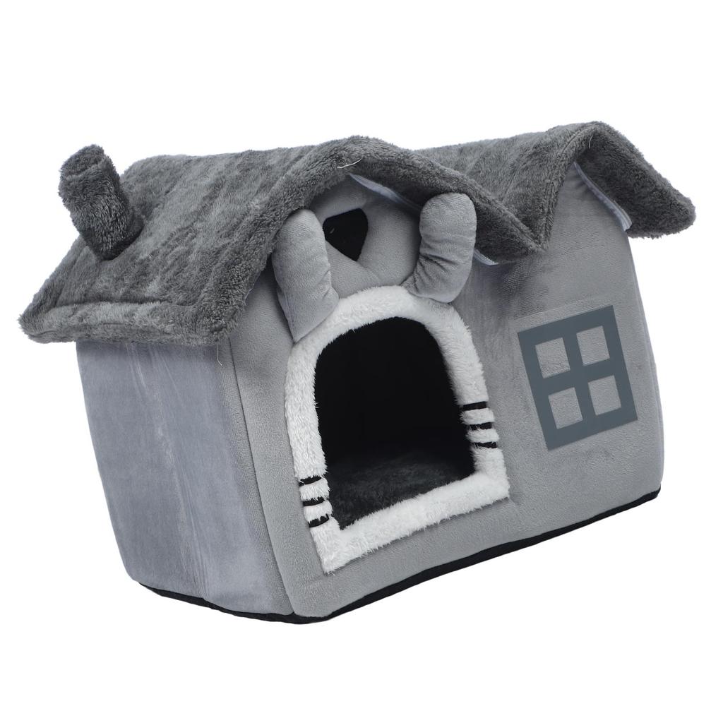 Double Roof Indoor Dog House Removable Cushion Washable Cover Cave Dog House for Small Dogs