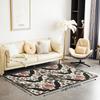 Halloween Bats Area Rug 3x5, Boho Vintage Floral Rugs for Living Room Gothic Damask Washable Rug, Antique Decor Goth Silhouette Dark Shadows