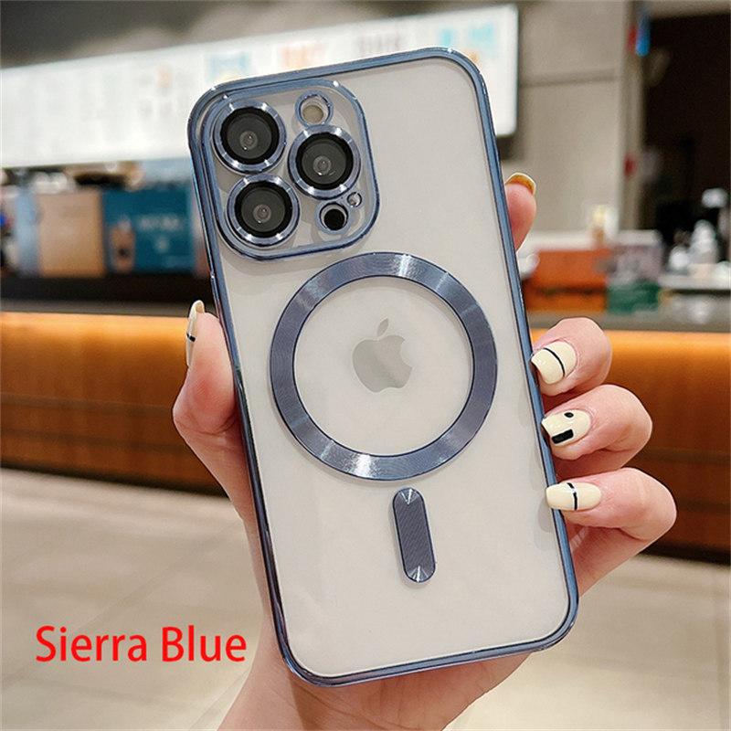 Luxury Plating Clear Magnetic For Magsafe Wireless Charge Case For iPhone 11 13 12 14 Pro Max Soft Silicone Cover