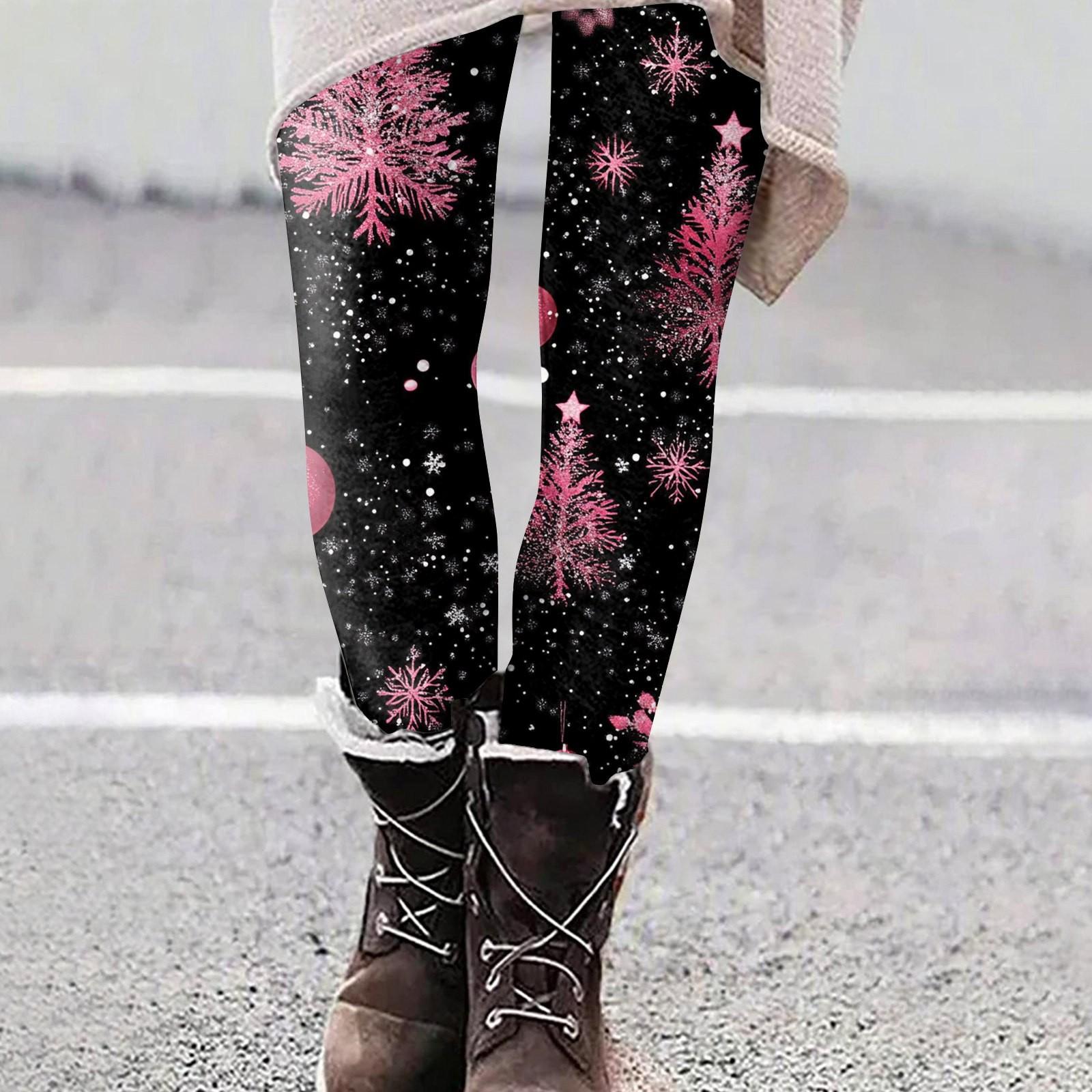 

Женские повседневные уличные брюки с рождественским узором, облегающие эластичные укороченные брюки для йоги XXXXL розовый