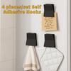 4 PCS/SET Punch-free Self Adhesive Hooks Waterproof Bathroom Storage Rack  Wall Installation