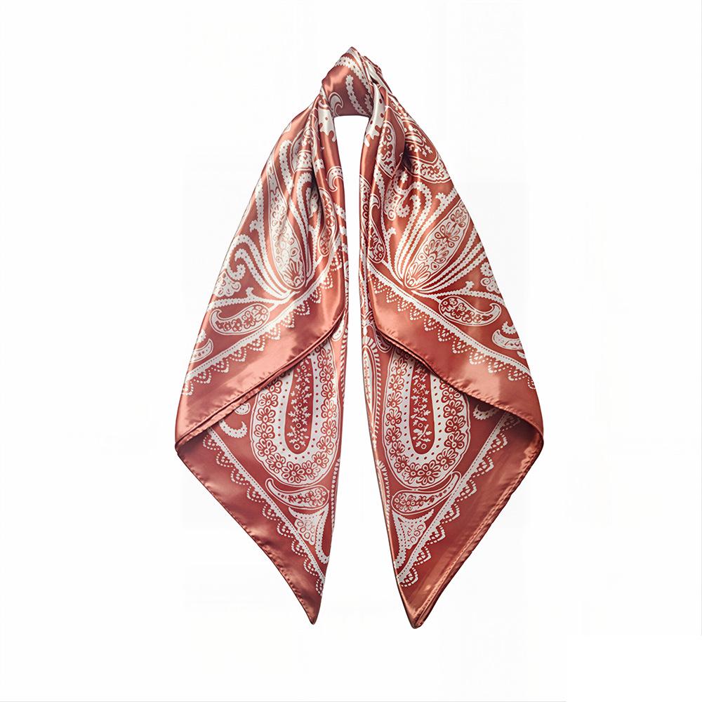 90cm Women s Cashew Silk Scarf: European-American Retro Paisley Print Headscarf