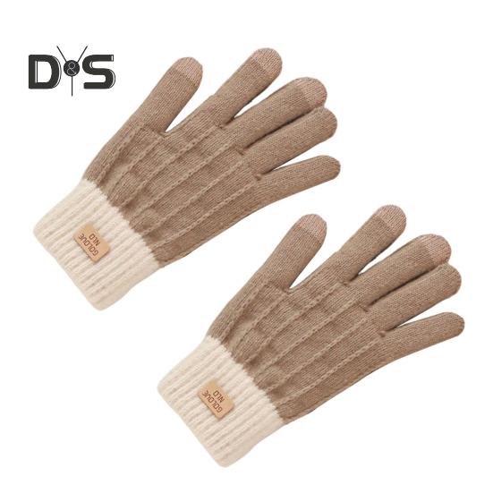 

1 пара женских зимних перчаток из жаккарда, утолщенные плюшевые вязаные перчатки с пятью пальцами и сенсорным экраном, унисекс, противоскользящие, для холодной погоды, для вождения, гольфа, катания на лыжах и коньках