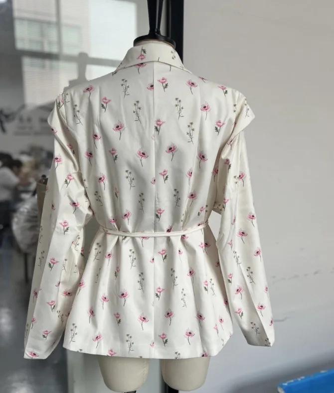 European & American Style Women's Slimming Waist Belt Wide Shoulder Suit Jacket