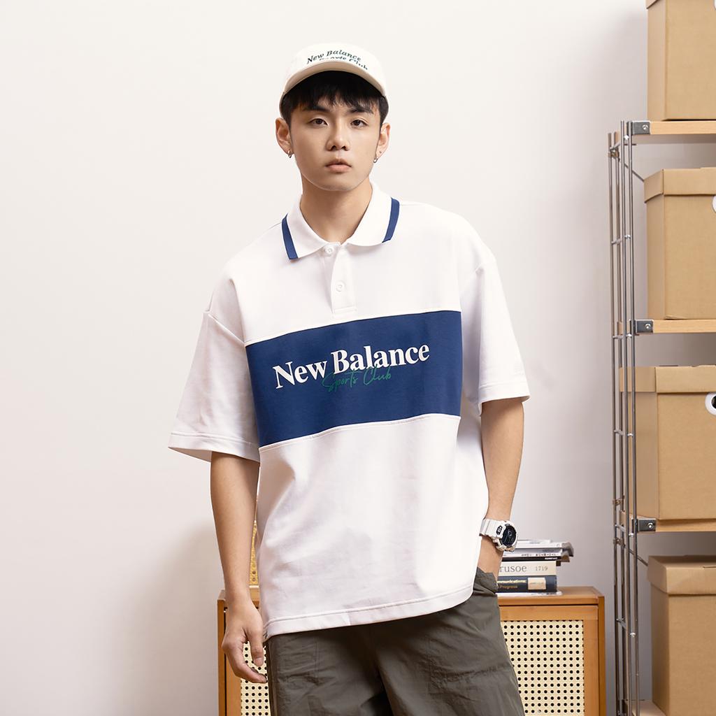 New Balance Polo Shirts Men's White Polo Collar Moderate Straight Fit 5FD24203-WT