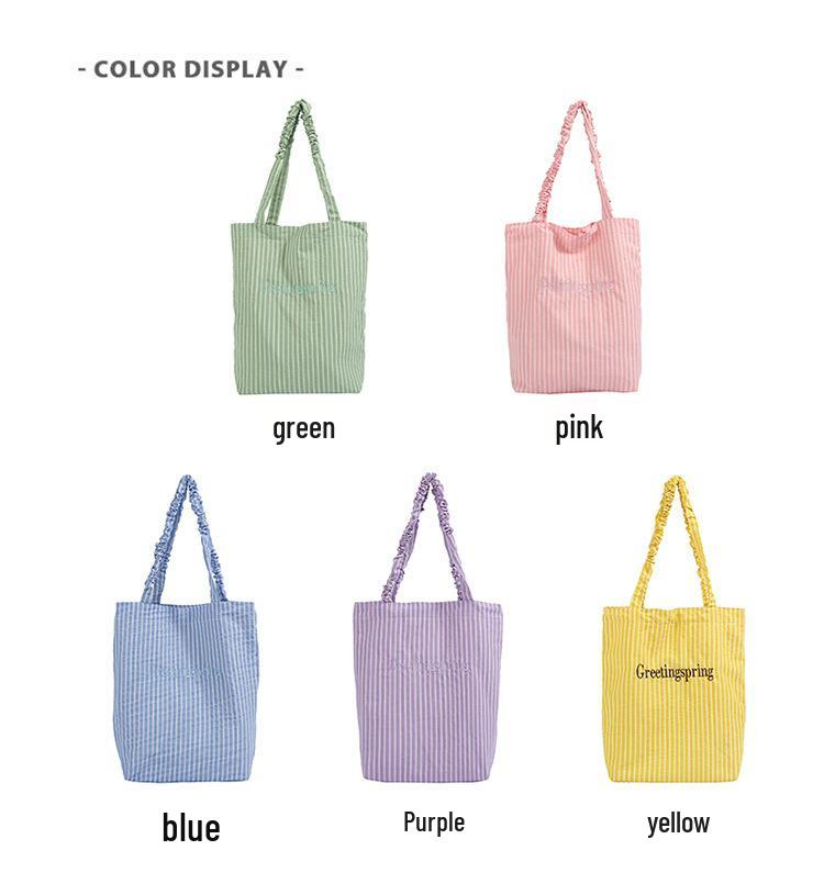 Korean-Style Retro Striped Tote Bag – Large Capacity Shoulder Bag