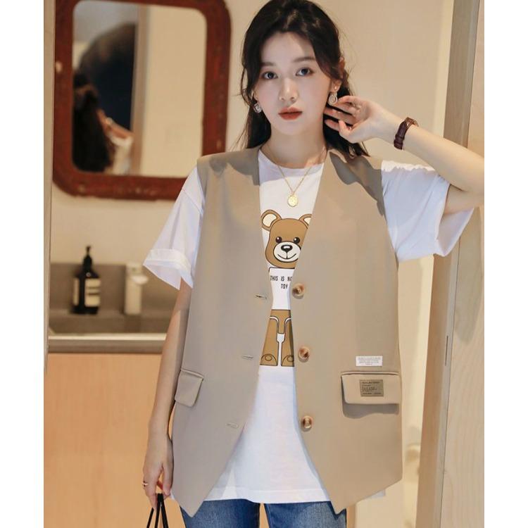 Damen Anzugweste im britischen Stil mit lockerem Schnitt für Frühlingsmantel