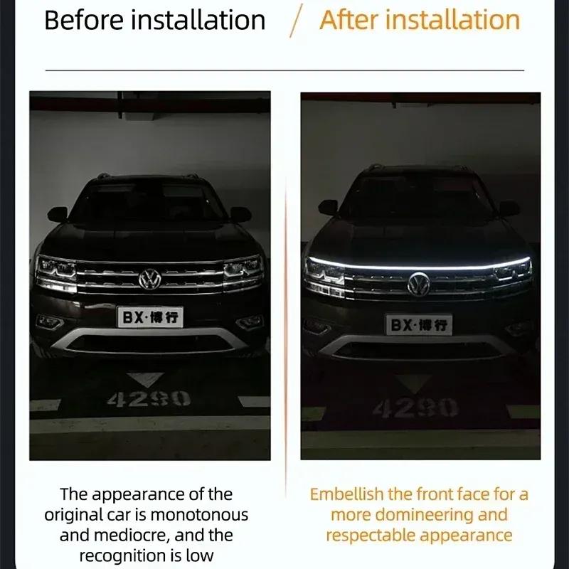 LED Car Hood Atmospheric Light Bar Waterproof Car Exterior Decorative Lighting Decorative Headlights Ambient Light 12V Universal