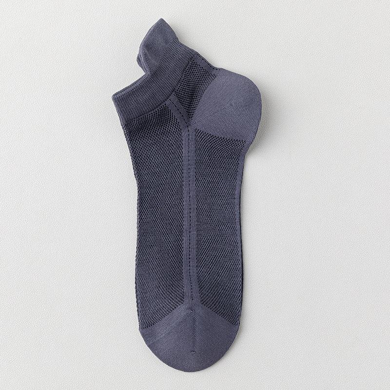 

Мужские летние тонкие хлопковые сетчатые дезодорирующие дышащие спортивные нескользящие носки-следки 1 pair циан/серый