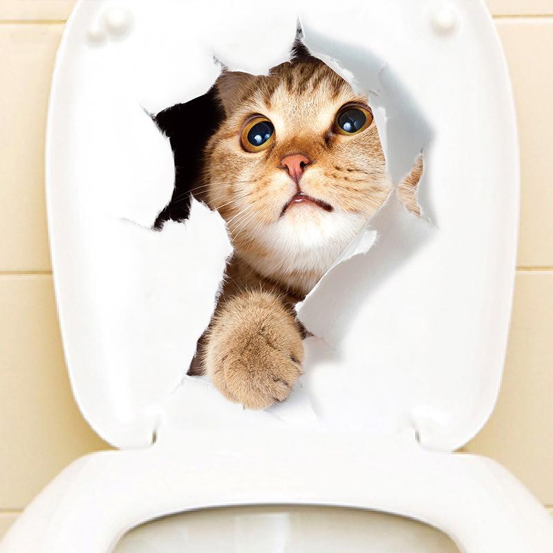 Fanxi Cute Cat Wall Sticker for Bathroom