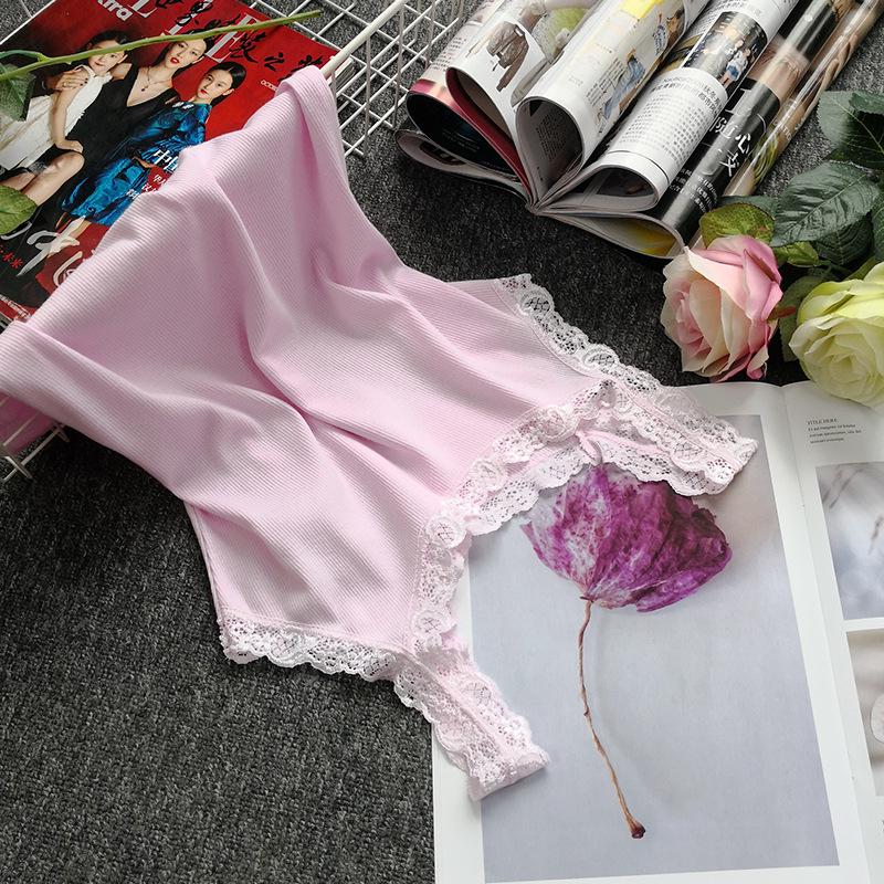 2020 Summer Women's Korean Style Slim Fit Lace Spaghetti Strap Tank Top - Solid Color, Sexy, and Slimming