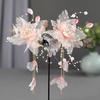 New Original Design Handmade Side Fairy Pink Flower Wrapped Silk Flower Hairpin Antique Hair Accessories Hanfu Headdress
