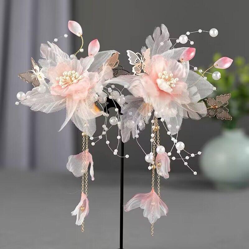 Headdress New Wholesale Girl Antique Fairy Gas Juan Yarn Ironing Flower Edge Clip Festival Performance Accessories