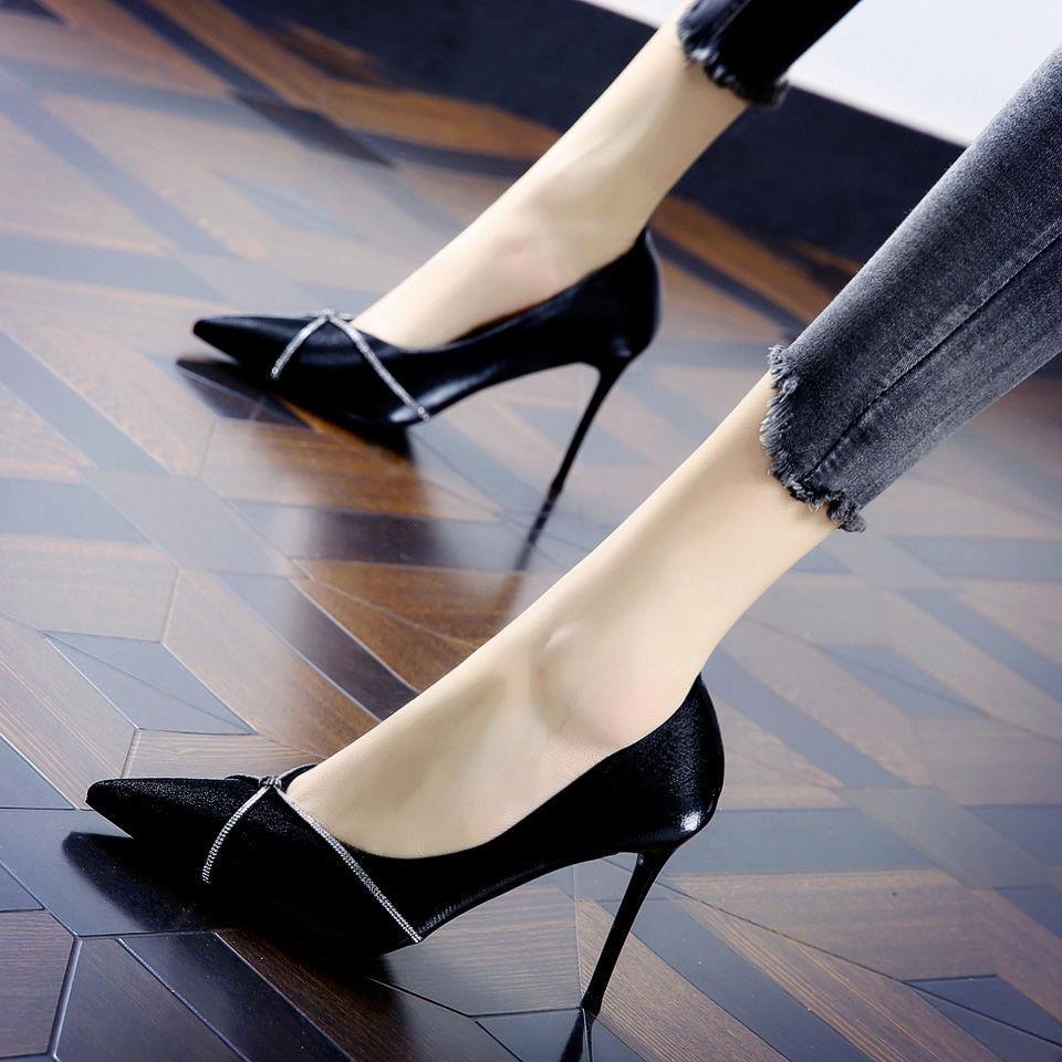 Pointed Toe Stilito Ladies Pumps Super High Heel Rhinestone Women's Shoes Spring Summer 2025 Trend Chic and Elegant Dress Shoe