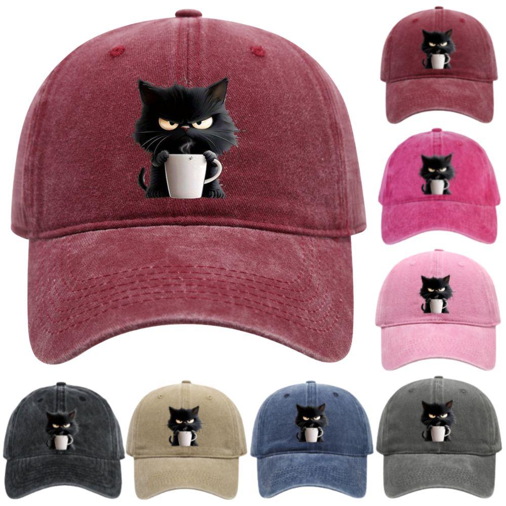 Cool Cat Feral Trucker Hat Embroidery Duck Tongue Hat Fashionable Cat Baseball Cap  Unisex Styles