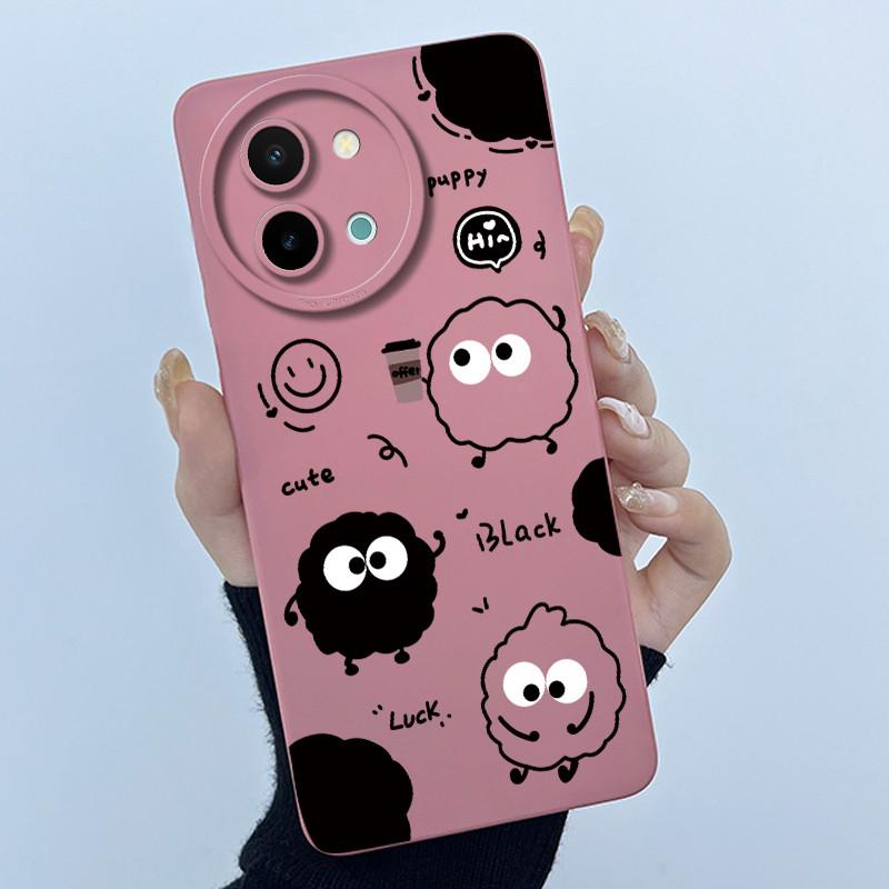 Case For Vivo Y38 Y58 T3X Y200i Y200T 5G Lovely Cat Funda Soft Liquid Silicone Camera Protection Back Cover Shockproof Bumper