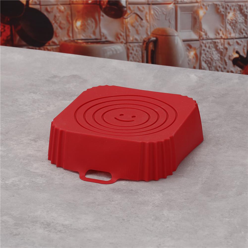 22cm Air Fryers Oven Baking Tray Fried Chicken Basket Mat AirFryer Silicone Pot Square Replacemen Grill Pan Accessories Tool