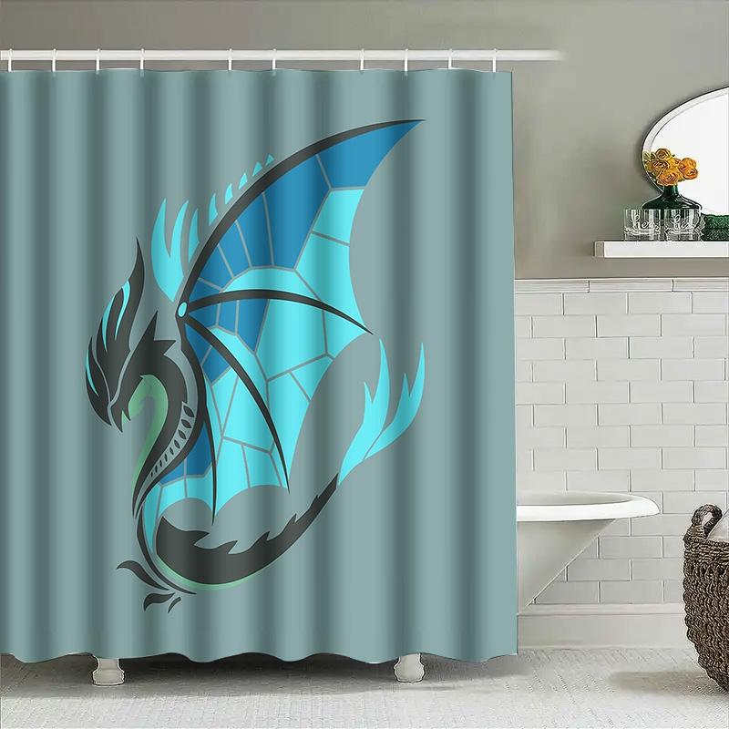 Dragon Shower Curtain Gothic Decor Fantasy Art Black Dragon Mythical Creature Bathroom Decor Home Decor Unique Shower Curtain Da