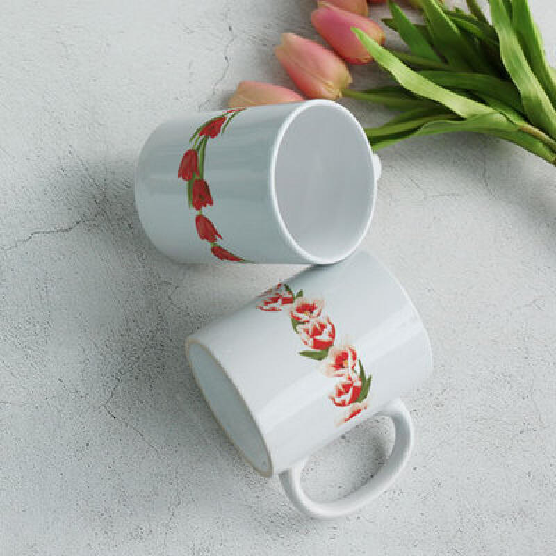 tk396-Design Mug 2p-Red Flower Line