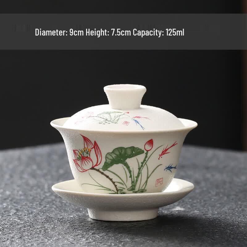 Youluo Ceramic Sancai Gaiwan Tea Bowl