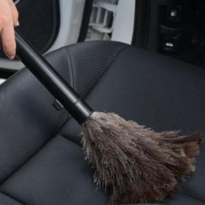 Ostrich Feathers Duster Portable Retractable Feathers Duster Antistatic Ostrich Natural Feathers Brush Duster Cleaning Tool