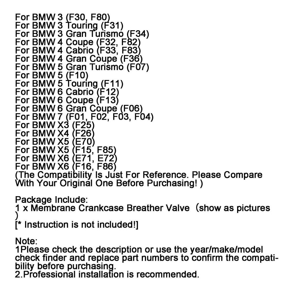 Membrane Crankcase Breather Valve 11128507607 For BMW N57 6.cyl E90 F30 F10 F11