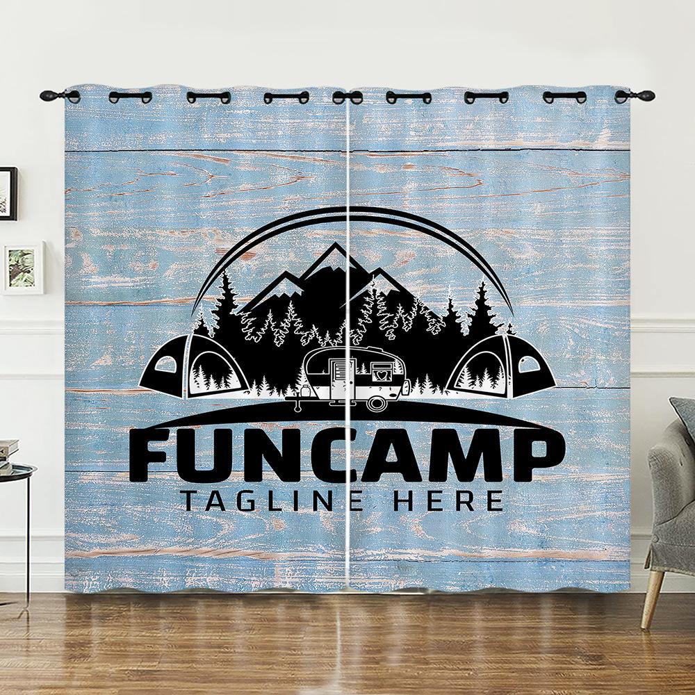 

Штора Кемпинг Иллюстрация Природный Пейзаж 3D Цифровая Печать Блэкаут Штора На Люверсах 97cm*114cm*2