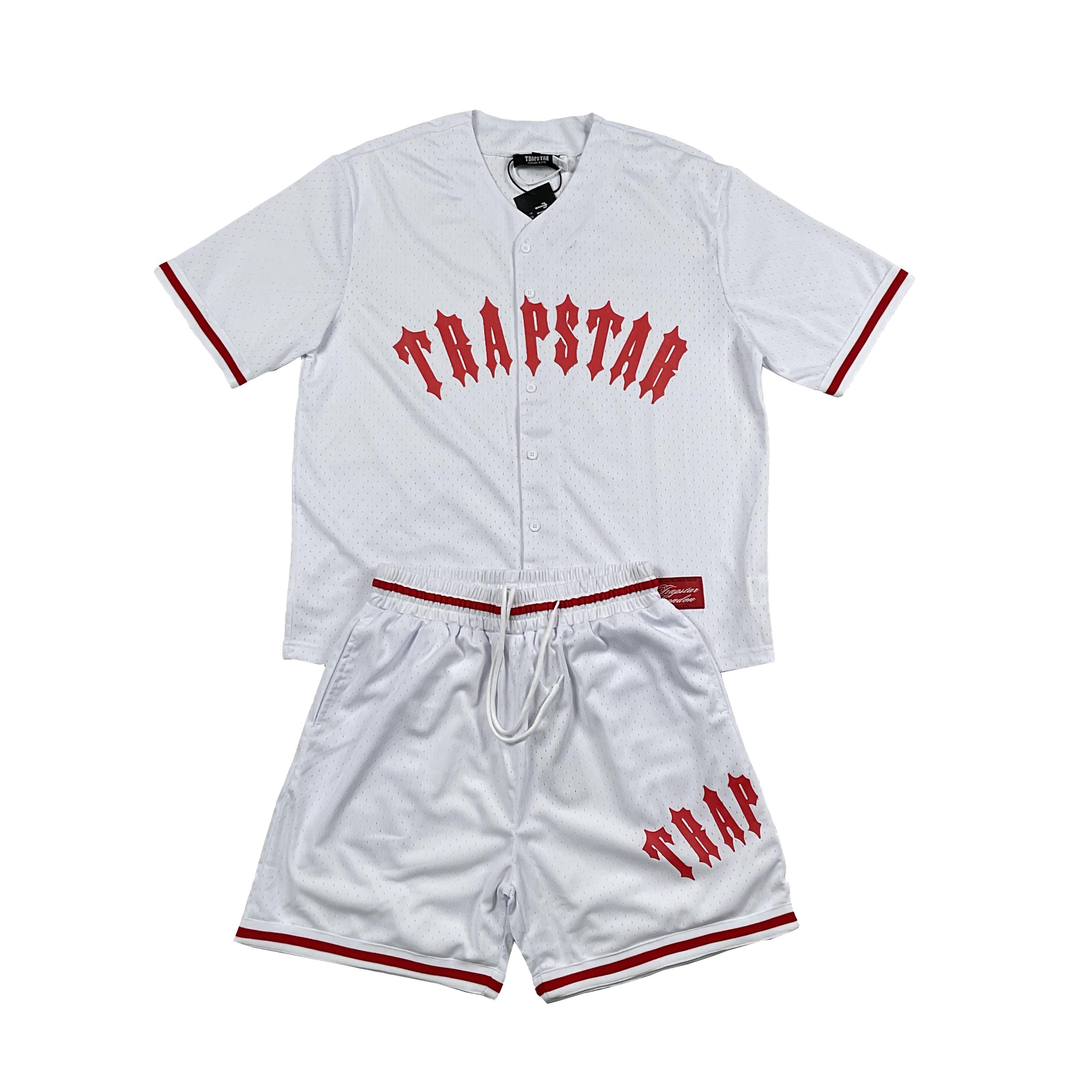 

Trapstar London 2025 Summer New Letter Printed Mesh Sportswear Summer Loose Fit Men s and Women s Casual Quick Drying Short Sleeved Set M
