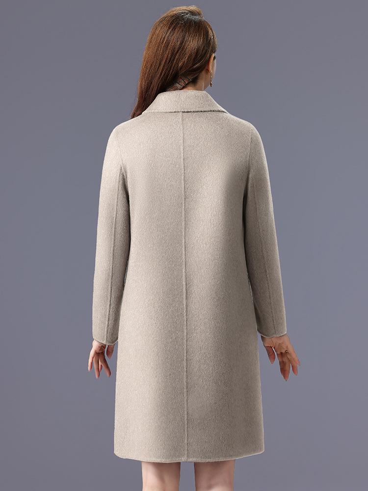 Women's Double-Faced Wool Camel Hair Coat - Autumn/Winter Style, Middle-Aged Mother's Loose, Slimming, Elegant Overcoat