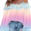 2025 Summer Spicy Girl Plus Size Off-Shoulder Gradient Lace-Up Top