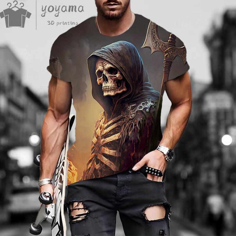 Men Clothing Short Sleeve Tee Men Short Sleeve Oversize T-Shirt Man Skull Graphic T Shirts Clothes Men Designer Man T Shirt Tops