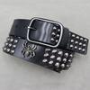 2024 Original Design Punk Leather Belt with Spider Spike Rivet and D-ring Buckle