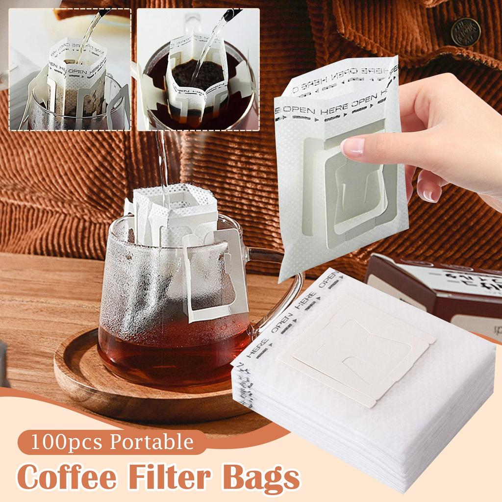 100pcs Portable Coffee Filter Bags Drip Coffee Bags Single-serving Disposable Drip Coffee Filter Bags Are Perfect For Travel, Camping, Home