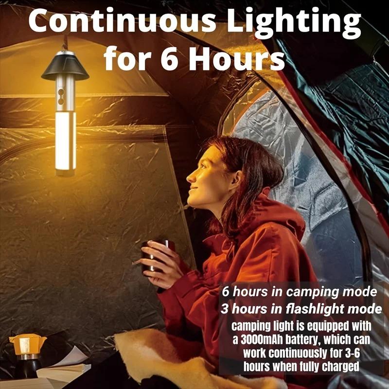 Telescopic Camping Lantern, Rechargeable Camping Lights, Multifunction Tent Lamp with Hook 3Model Flashlight for Camping, Hiking