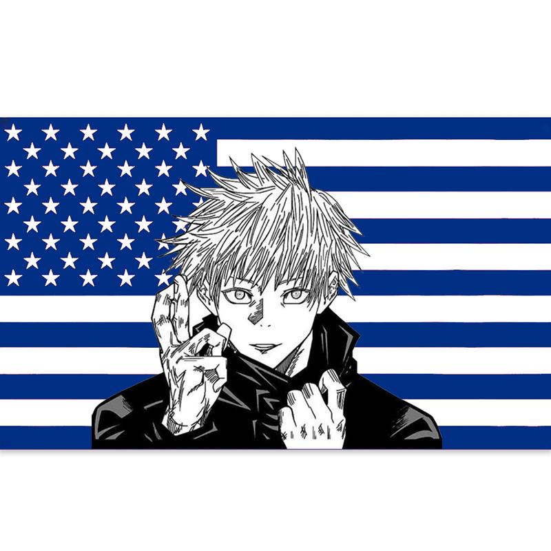 90x150cm Pink American Flag Anime Decorating Wall Tapestry Home Bedroom Anime Spell Return Battle Living Room Bedroom Tapestry