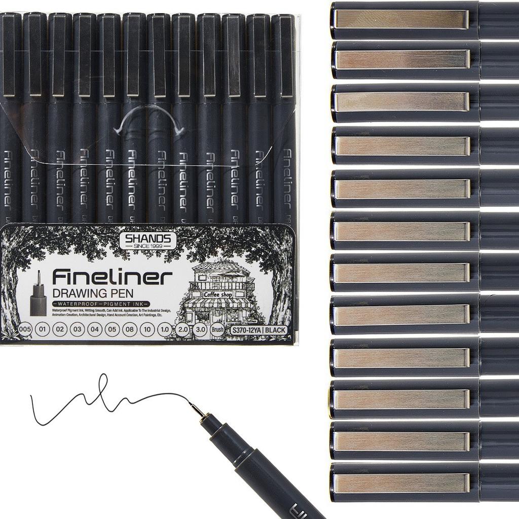 12 Stück beliebter Nagellack-Graffiti-Nadelstift-Werkzeug schnelltrocknend wasserdicht Ziehlinie Nagel handgezeichnete Linie Comic-Design Marker