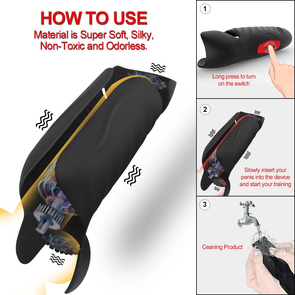 Male Automatic Masturbator Adjustable 10 Frequency Vibration Masturbation Cup Trainer Delayed Ejaculation Adult Sex Toys 18