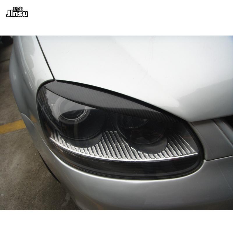 High Quality Real Carbon Fiber Decoration Headlights Eyebrows Eyelids Cover for VW Golf 5 MK5 GTI R32 2005 2006 2007 2008 2pcs