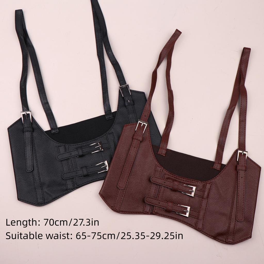 1Pc Women'S Waist Belt Underbust Corset Pu Leather Adjustable Punk Cummerbund Corset Wide Belts Dress Costume Waistband Cincher