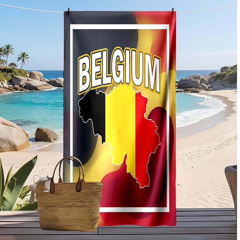 Belgien Fußball Druck Strandtuch Schnelltrocknend Super Saugfähig Weich Badetuch zum Schwimmen Strand Reisen Fan Souvenir Geschenk