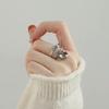 Retro Temperament Double-layer Rose Flower Vine Little Bird Bell Opening Ring for Women Exquisite Stainless Steel Finger Jewelry