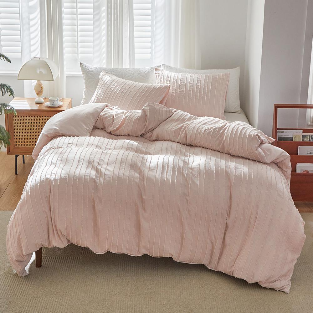 Bohemian Style Solid Color Quilt Cover Sets Skin Safe Non-Irritating Bedding Soft & Durable Classic Style for Bedroom Decoration