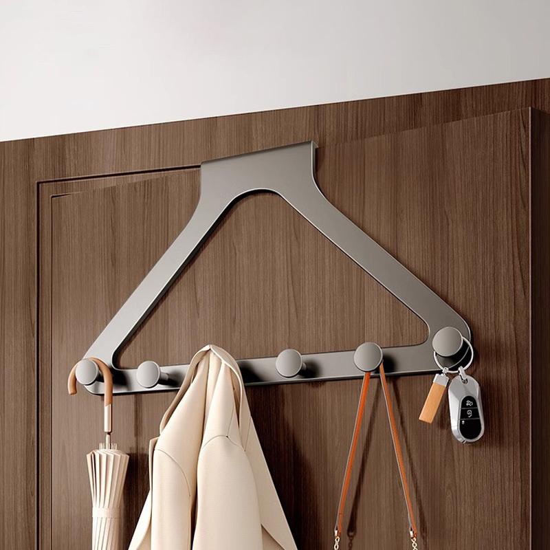 Triangle Over The Door Hooks,Carbon Steel Hanging Organizers Rack With 6 Hooks For Clothes Bags,Door Hanger For Bathroom Kitchen