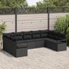 9-Piece Garden Sofa Set with Cushions Black Poly Rattan 3355212