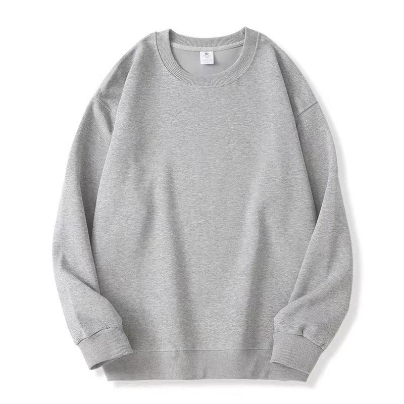 Men's Plus Size Round Neck Solid Color Hoodie - Loose Fit with Velvet Base Layer for Couples, Suitable for Spring and Autumn.